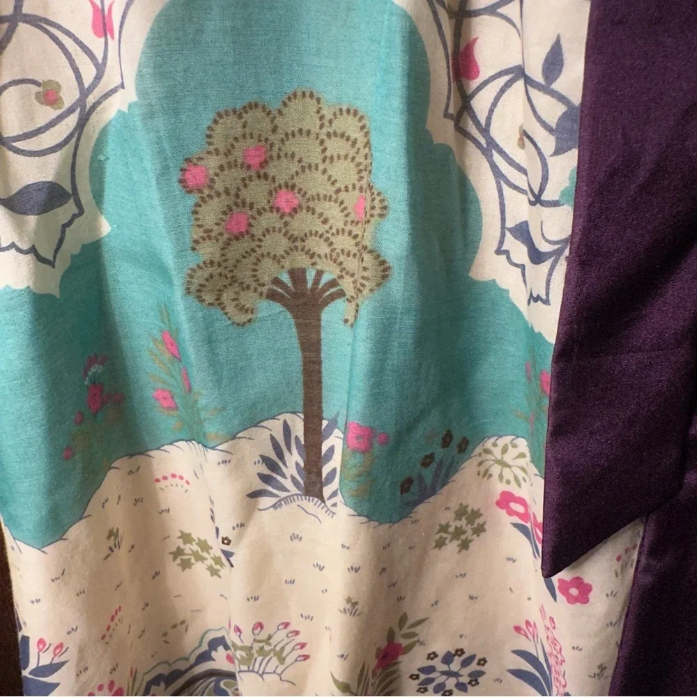 Anthropologie Maeve Purple and Cream Halter Midi Dress - Picture 4 of 8